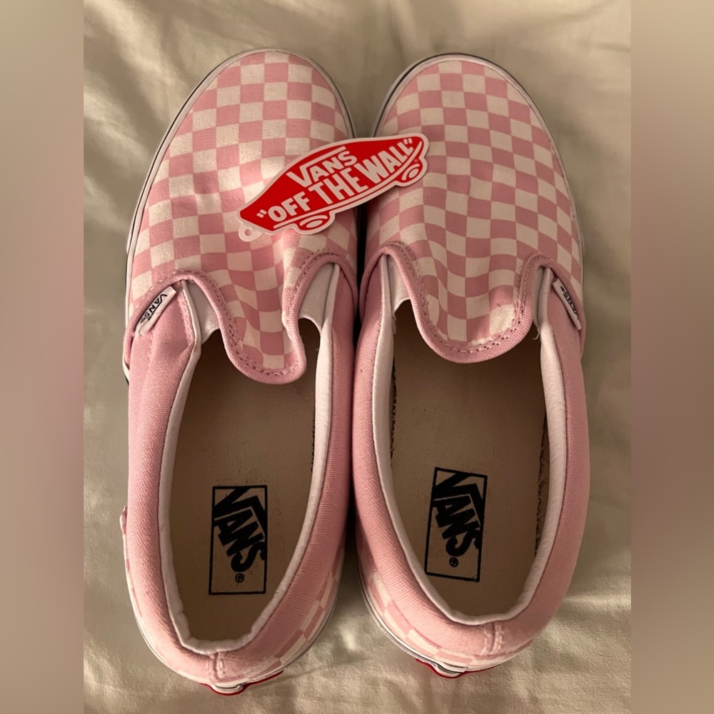 Vans Pink and White Checkered Kids Sneakers